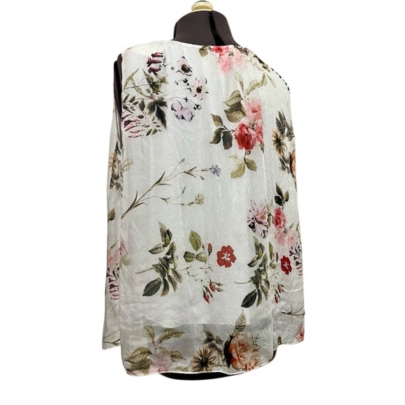 Belle France Silk Blend Double Layer Sleeveless Floral Tank Size S - Picture 3 of 7